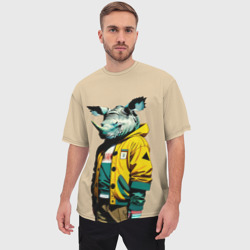 Мужская футболка oversize 3D Dude rhino - urban style - фото 2