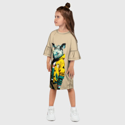 Платье с принтом Dude rhino - urban style для ребенка, вид на модели спереди №2. Цвет основы: белый