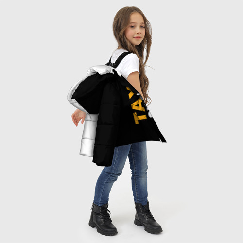 Зимняя куртка для девочек 3D Собака в кепке таксиста, цвет черный - фото 6