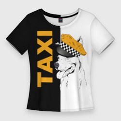 Женская футболка 3D Slim Собака в кепке таксиста