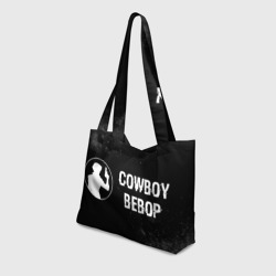 Пляжная сумка 3D Cowboy Bebop glitch на темном фоне: надпись и символ - фото 2
