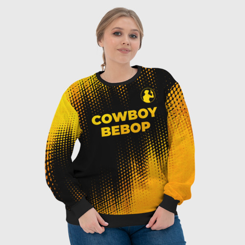 Женский свитшот 3D с принтом Cowboy Bebop - gold gradient: символ сверху, фото #4
