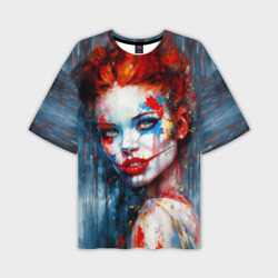 Мужская футболка oversize 3D Clown girl