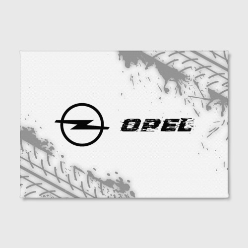 Холст прямоугольный Opel Speed на светлом фоне со следами шин: надпись и символ, цвет 3D печать - фото 2