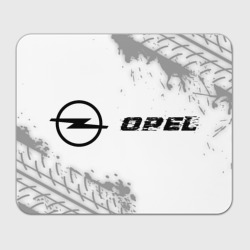 Прямоугольный коврик для мышки Opel Speed на светлом фоне со следами шин: надпись и символ