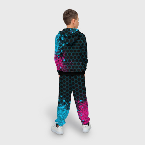 Детский 3D костюм с принтом Chery - neon gradient: по-вертикали, вид сзади #2