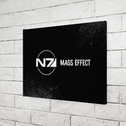 Холст прямоугольный Mass Effect glitch на темном фоне: надпись и символ - фото 2