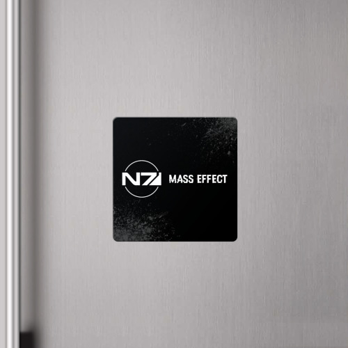 Магнит виниловый Квадрат Mass Effect glitch на темном фоне: надпись и символ - фото 4