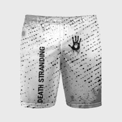 Мужские шорты спортивные Death Stranding glitch на светлом фоне: надпись, символ