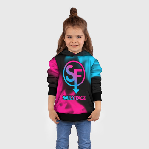 Детская толстовка 3D Sally Face - neon gradient, цвет черный - фото 4