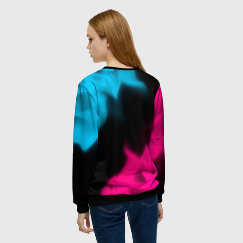 Женский свитшот 3D с принтом Sally Face - neon gradient, вид сзади #2
