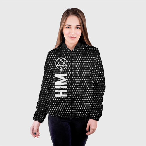 Женская куртка 3D HIM glitch на темном фоне: по-вертикали, цвет черный - фото 3