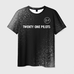 Мужская футболка 3D Twenty One Pilots glitch на темном фоне: символ сверху