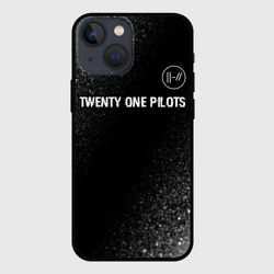 Чехол для iPhone 13 mini Twenty One Pilots glitch на темном фоне: символ сверху