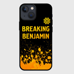 Чехол для iPhone 13 mini Breaking Benjamin - gold gradient: символ сверху