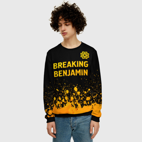 Мужской свитшот 3D Breaking Benjamin - gold gradient: символ сверху, цвет черный - фото 3