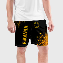 Мужские шорты спортивные Nirvana - gold gradient: надпись, символ - фото 2