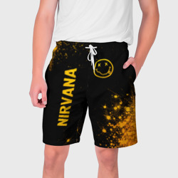 Мужские шорты 3D Nirvana - gold gradient: надпись, символ