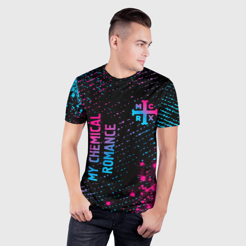 Мужская футболка 3D Slim My Chemical Romance - neon gradient: надпись, символ, цвет 3D печать - фото 3