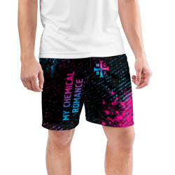 Мужские шорты спортивные My Chemical Romance - neon gradient: надпись, символ - фото 2