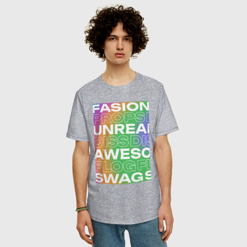 Мужская футболка хлопок Oversize с принтом Fasion-Style, фото на моделе #1