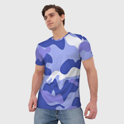 Мужская футболка 3D Камуфляжный узор голубой - фото 2