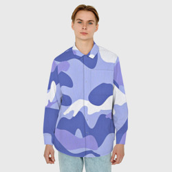 Мужская рубашка oversize 3D Камуфляжный узор голубой - фото 2