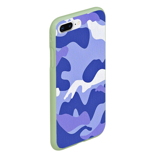 Чехол для iPhone 7Plus/8 Plus матовый Камуфляжный узор голубой, цвет салатовый - фото 3