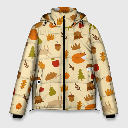 Мужская зимняя куртка 3D с принтом Паттерн - осень, вид спереди #2