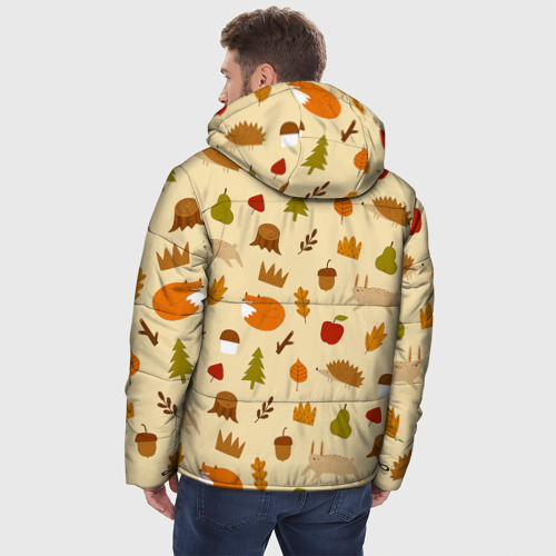 Мужская зимняя куртка 3D с принтом Паттерн - осень, вид сзади #2