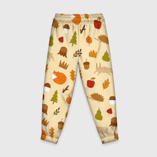 Детские брюки 3D с принтом Паттерн - осень, вид сзади #1
