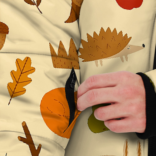 Мужская зимняя куртка 3D с принтом Паттерн - осень, вид сбоку #3