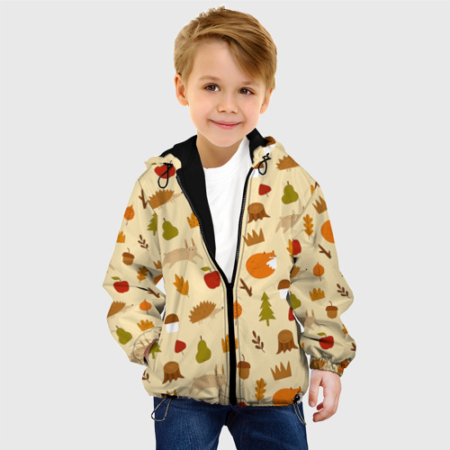 Детская куртка 3D с принтом Паттерн - осень, фото на моделе #1