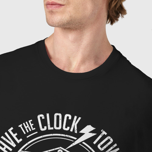 Мужская футболка хлопок Hill Valley clocks, цвет черный - фото 6