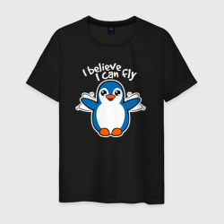 Мужская футболка хлопок Fly penguin