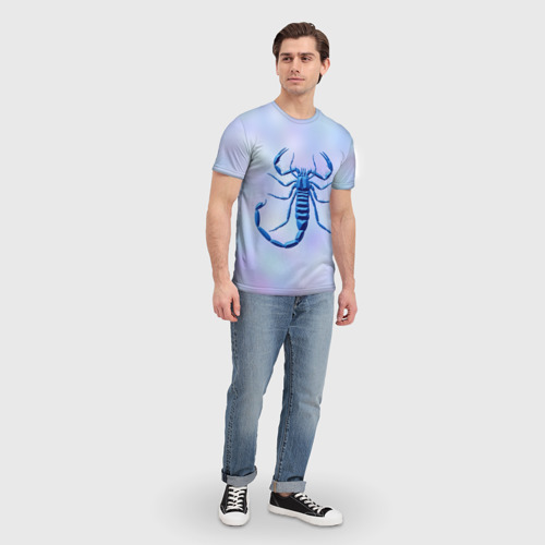 Мужская футболка 3D Скорпион синих тонов, цвет 3D печать - фото 5