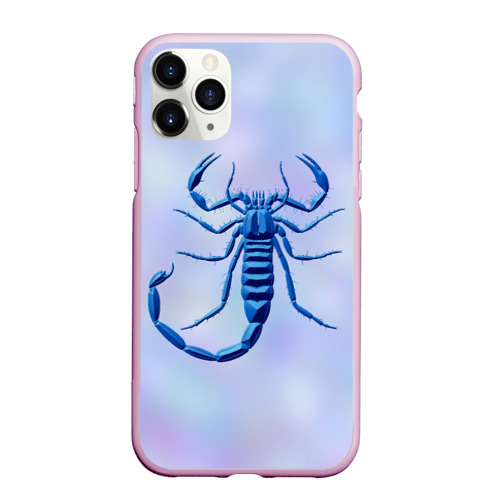 Чехол для iPhone 11 Pro Max матовый Скорпион синих тонов, цвет розовый