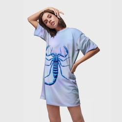 Платье-футболка 3D Скорпион синих тонов - фото 2
