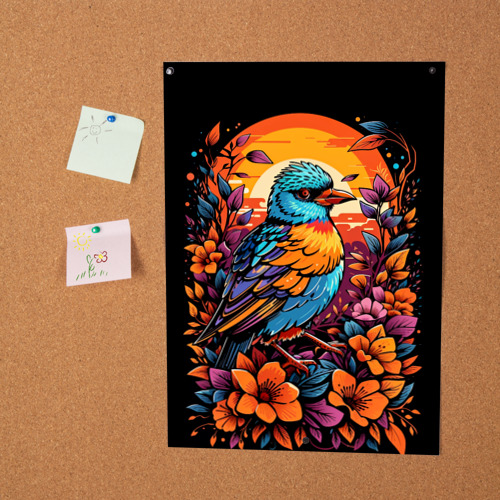 Постер Тропическая птица и листья - фото 2