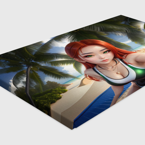 Холст прямоугольный Девушка с рыжими волосами на пляже, цвет 3D печать - фото 4