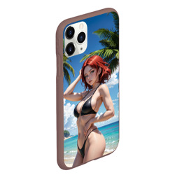 Чехол для iPhone 11 Pro Max матовый Девушка с рыжими волосами на пляже - фото 2
