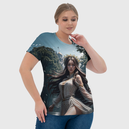 Женская футболка 3D Русская красивая девушка на природе, цвет 3D печать - фото 6