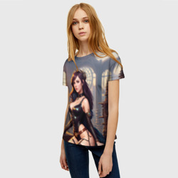 Женская футболка 3D Красивая девушка в стиле стимпанк - фото 2