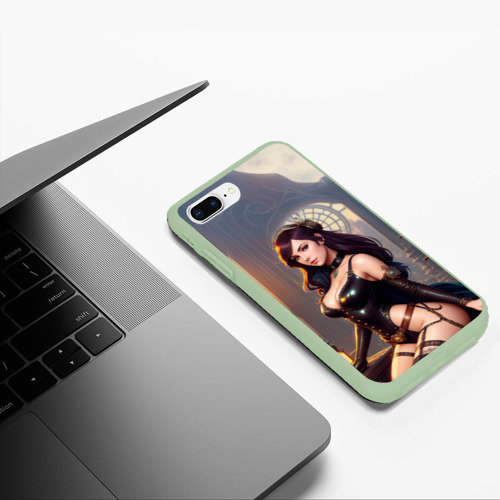 Чехол для iPhone 7Plus/8 Plus матовый Красивая девушка в стиле стимпанк, цвет салатовый - фото 5