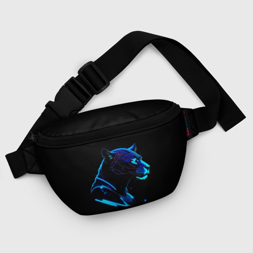 Поясная сумка 3D с принтом Пантера киберпан, фото #5