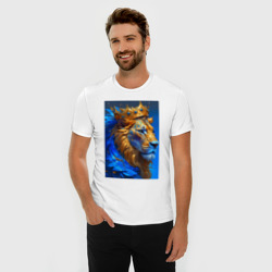 Мужская футболка хлопок Slim Лев - царь зверей - нейросеть - фото 2