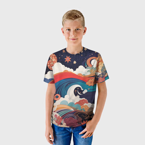 Детская футболка 3D с принтом Ночные грёзы, фото на моделе #1