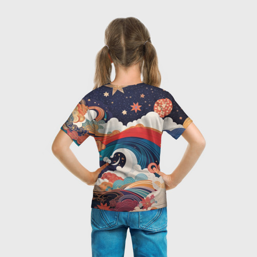Детская футболка 3D с принтом Ночные грёзы, вид сзади #2