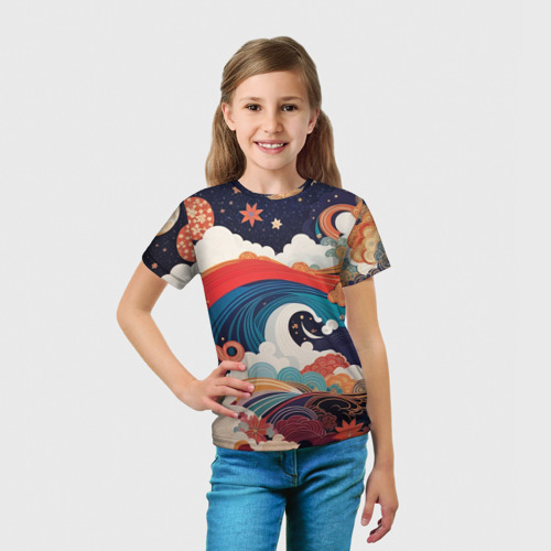 Детская футболка 3D с принтом Ночные грёзы, вид сбоку #3