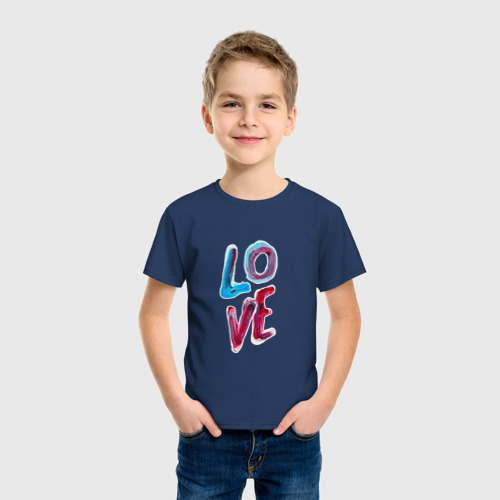 Детская футболка хлопок Lo ve, цвет темно-синий - фото 3